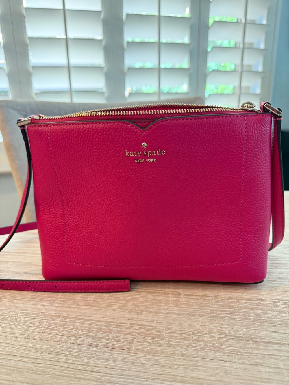 kate spade Hot Pink Pebbled Leather Crossbody NEW